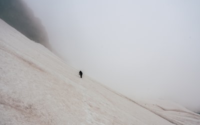 行走在白雪覆盖的田野上的人